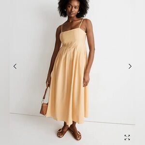 Madewell Pleated Midi Dress in Sundried Wheat